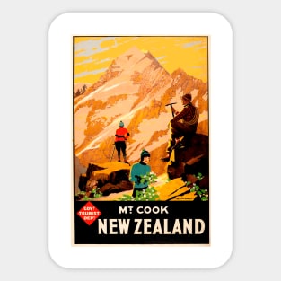 Mount Cook - New Zealand Vintage Travel Poster Design Sticker